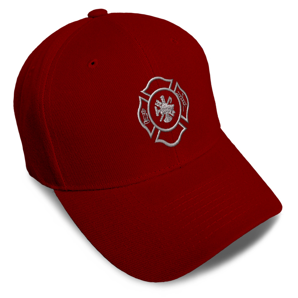 Baseball Cap Firefighter Logo Silver Embroidery Dad Hats for Men & Women 1 Size - Picture 36 of 41