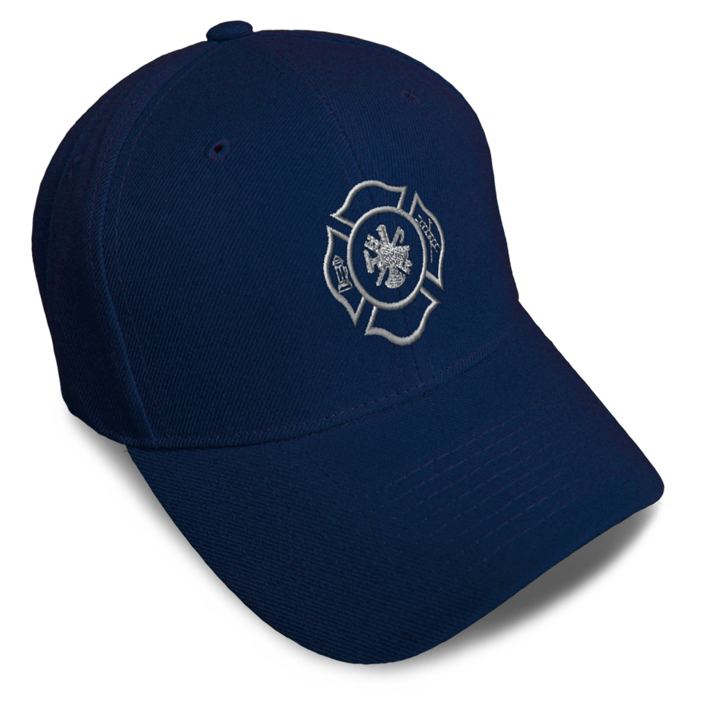 Baseball Cap Firefighter Logo Silver Embroidery Dad Hats for Men & Women 1 Size - Picture 22 of 41