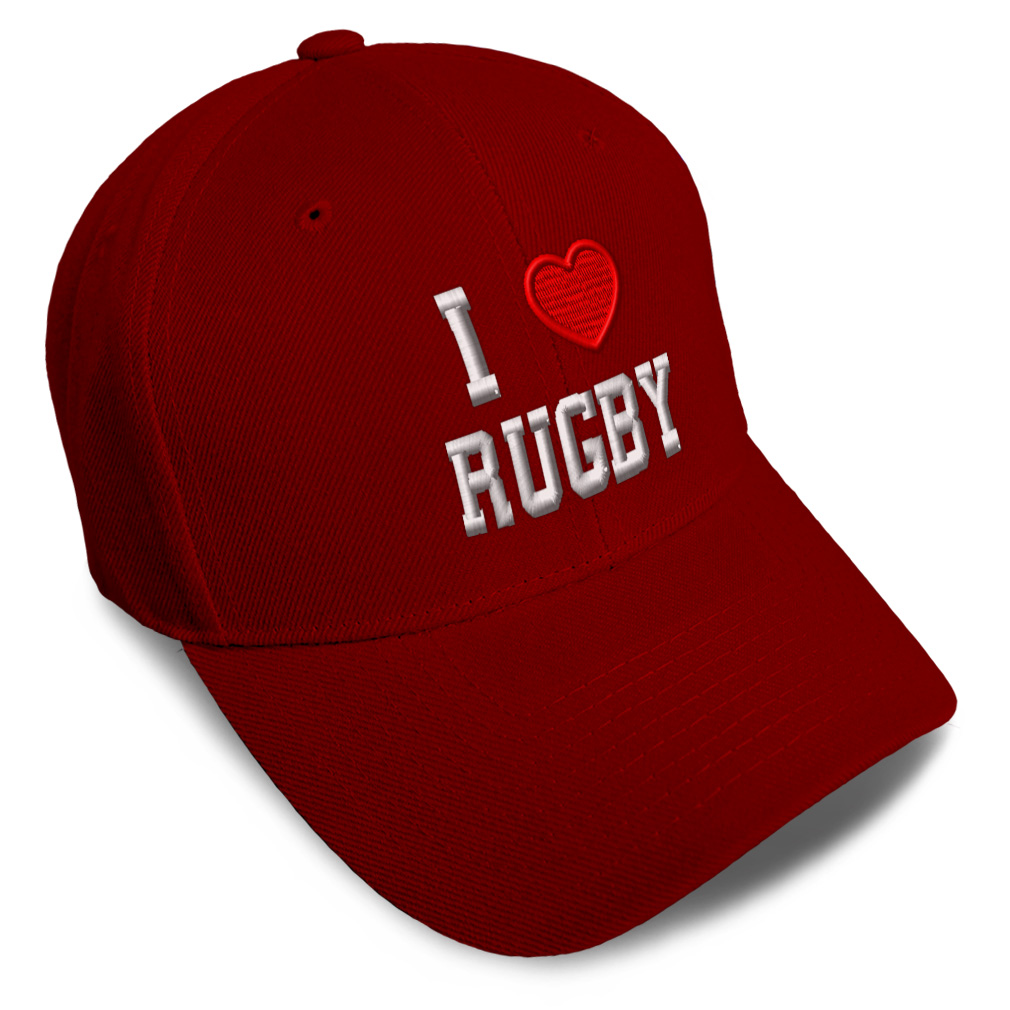Baseball Cap I (Love) Rugby Red Heart Sports Lovers Dad Hats for Men & Women - Picture 36 of 43