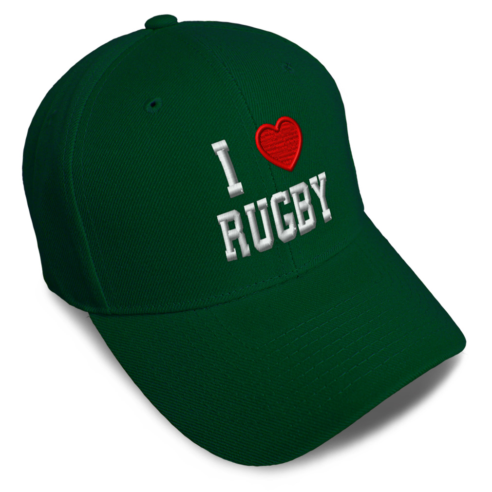 Baseball Cap I (Love) Rugby Red Heart Sports Lovers Dad Hats for Men & Women - Picture 10 of 43