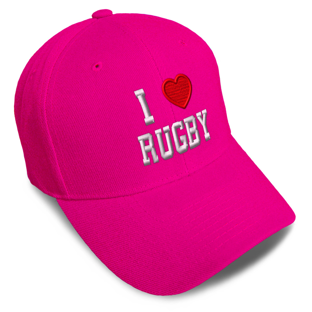 Baseball Cap I (Love) Rugby Red Heart Sports Lovers Dad Hats for Men & Women - Picture 14 of 43