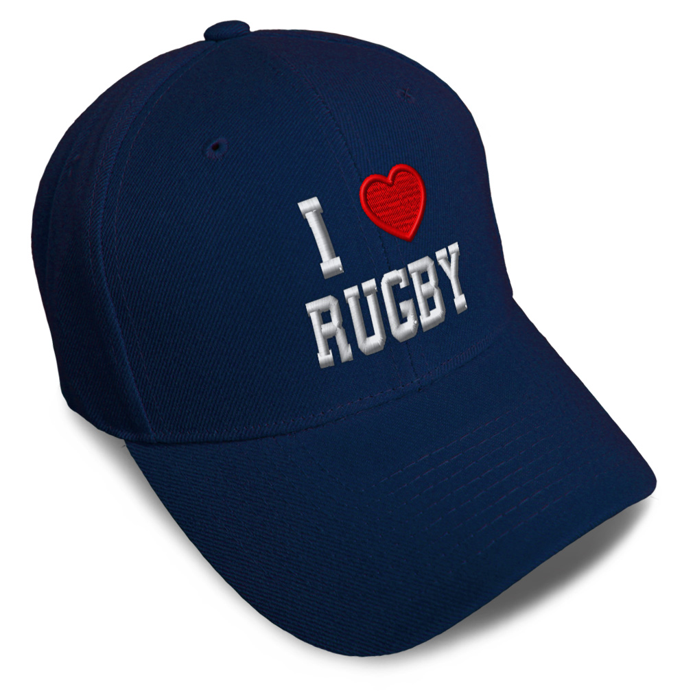 Baseball Cap I (Love) Rugby Red Heart Sports Lovers Dad Hats for Men & Women - Picture 22 of 43