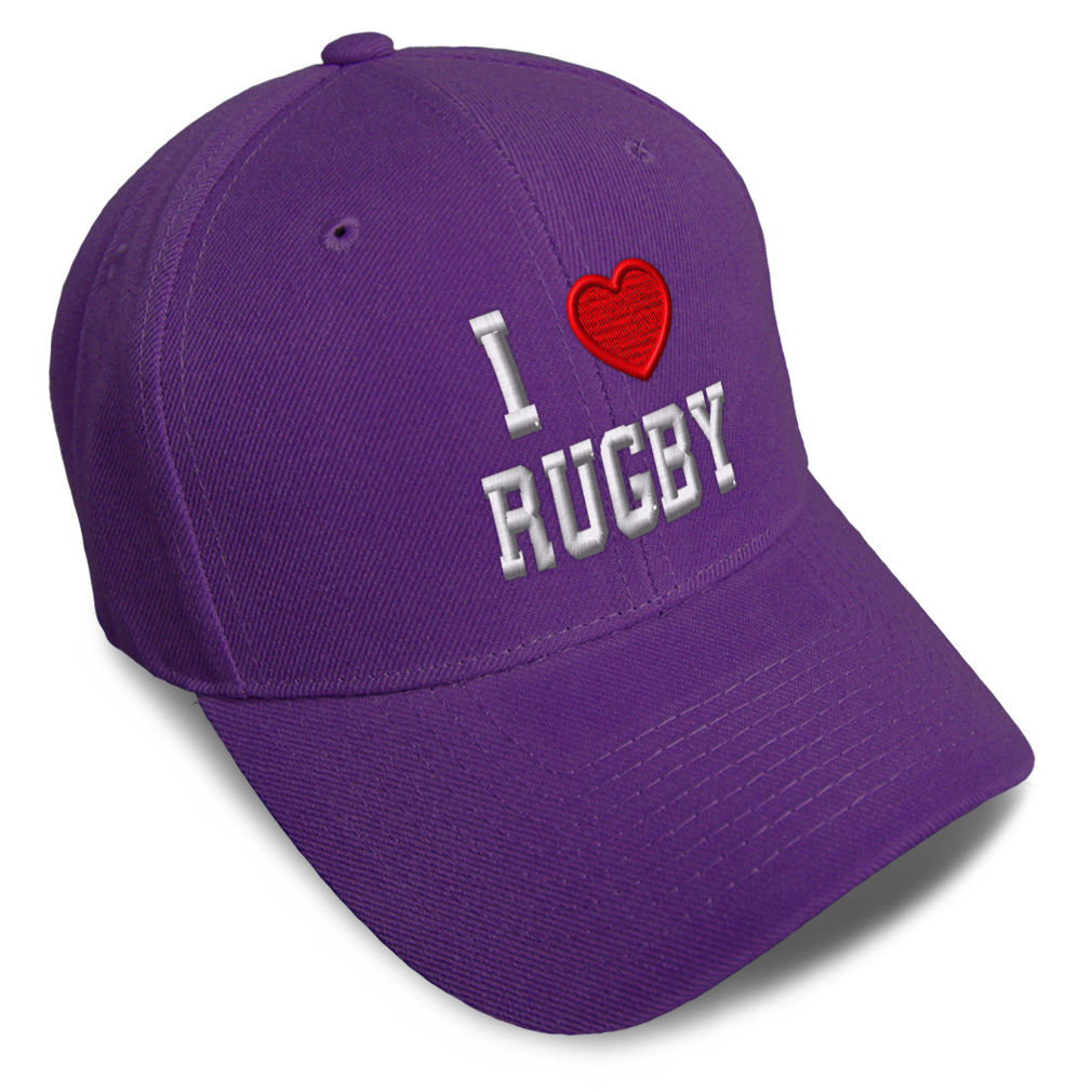 Baseball Cap I (Love) Rugby Red Heart Sports Lovers Dad Hats for Men & Women - Picture 26 of 43