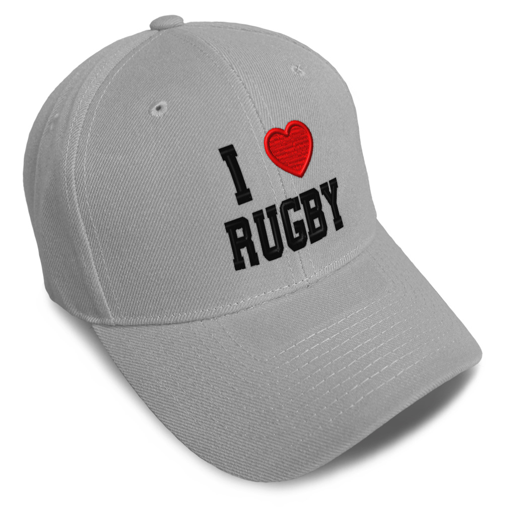 Baseball Cap I (Love) Rugby Red Heart Sports Lovers Dad Hats for Men & Women - Picture 12 of 43