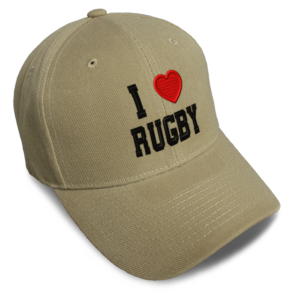 Baseball Cap I (Love) Rugby Red Heart Sports Lovers Dad Hats for Men & Women - Picture 16 of 43