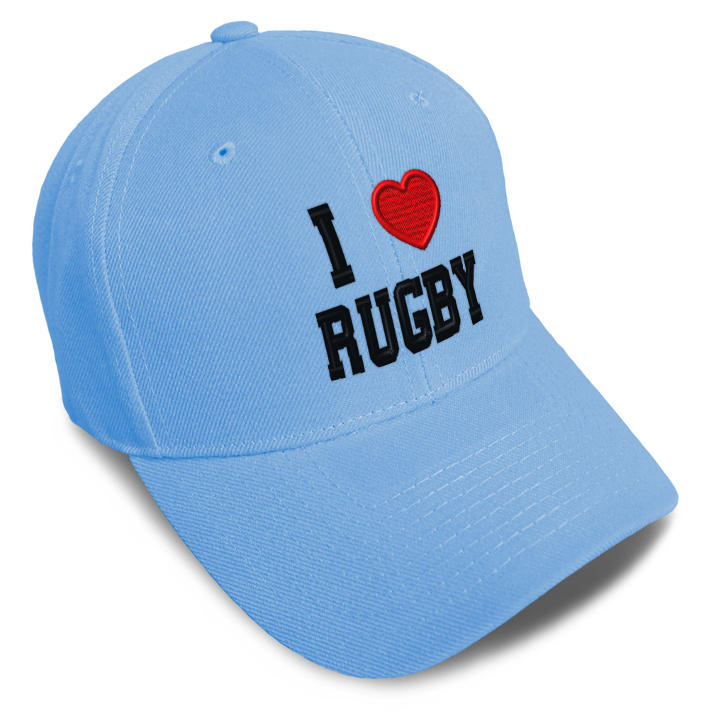 Baseball Cap I (Love) Rugby Red Heart Sports Lovers Dad Hats for Men & Women - Picture 20 of 43