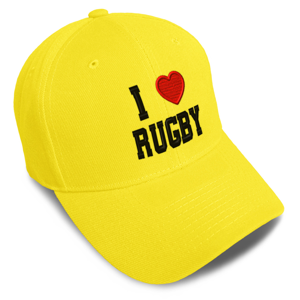 Baseball Cap I (Love) Rugby Red Heart Sports Lovers Dad Hats for Men & Women - Picture 42 of 43