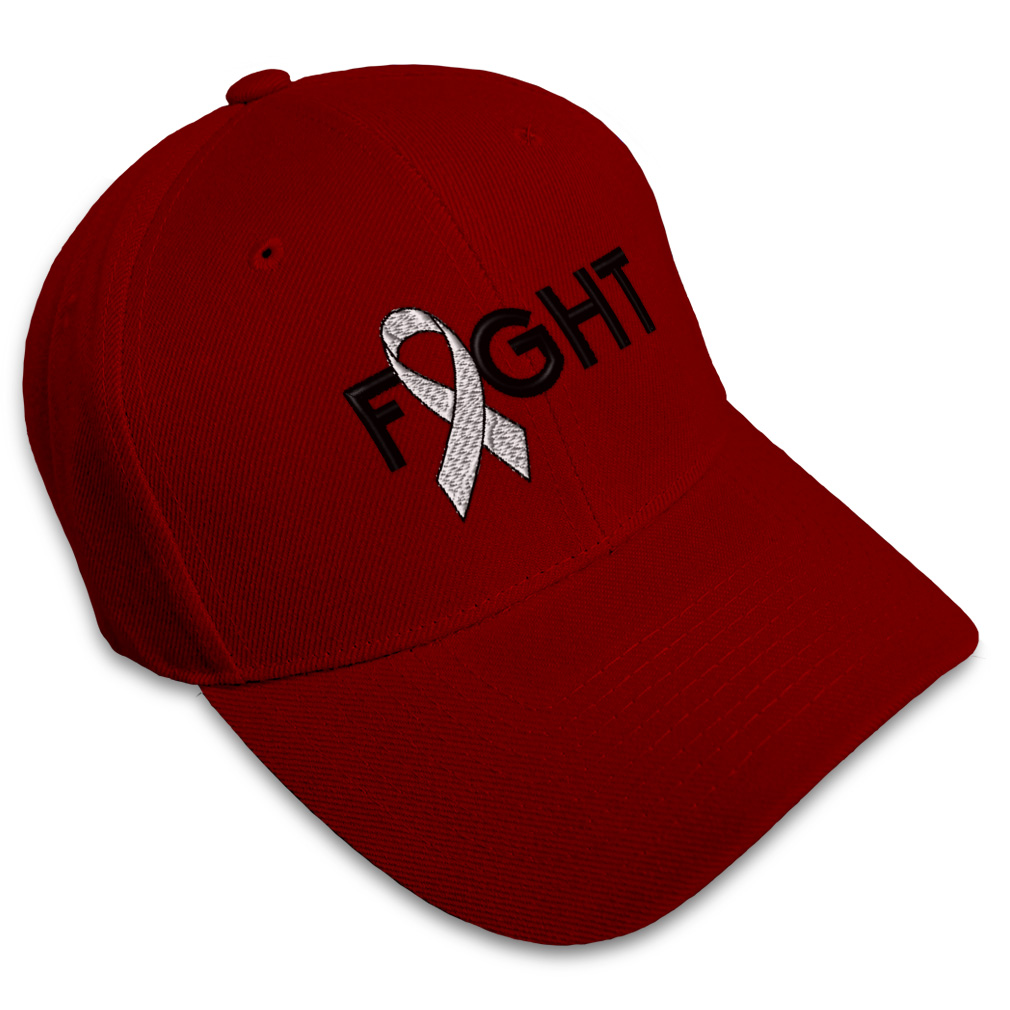 Baseball Cap Cancer White Ribbon Fight Embroidery Dad Hats for Men & Women - Picture 36 of 41