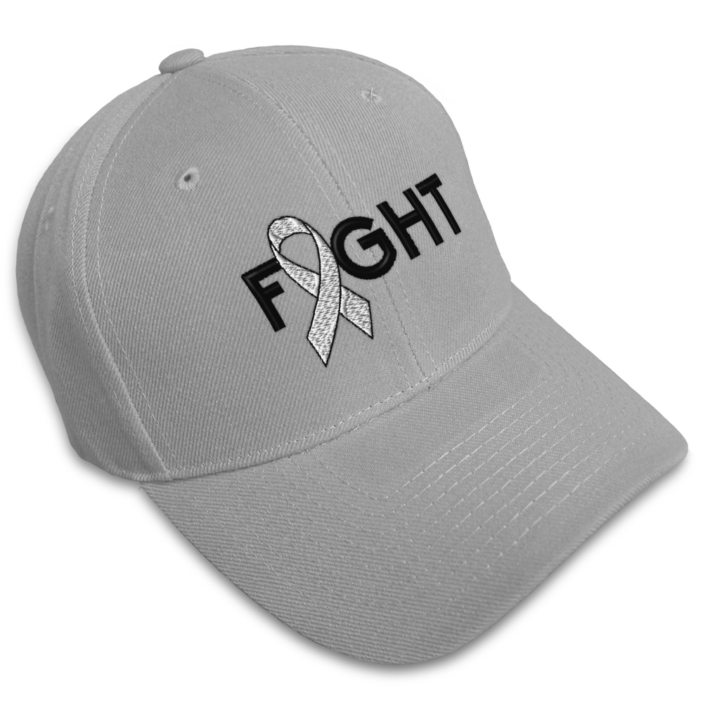 Baseball Cap Cancer White Ribbon Fight Embroidery Dad Hats for Men & Women - Picture 12 of 41