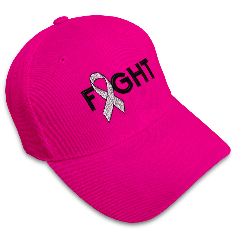 Baseball Cap Cancer White Ribbon Fight Embroidery Dad Hats for Men & Women - Picture 14 of 41
