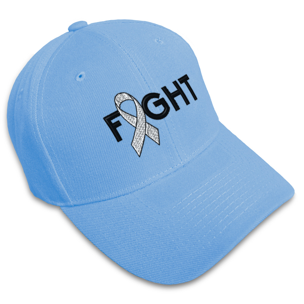 Baseball Cap Cancer White Ribbon Fight Embroidery Dad Hats for Men & Women - Picture 20 of 41