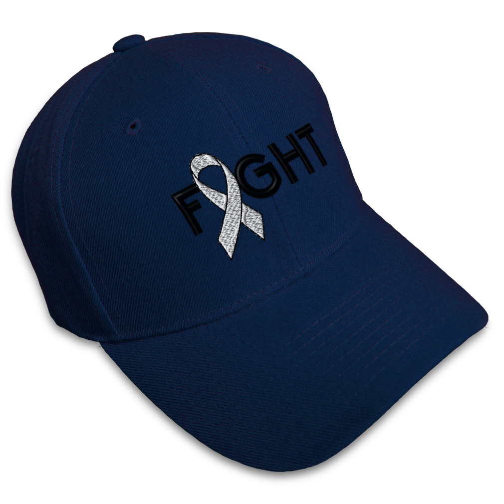 Baseball Cap Cancer White Ribbon Fight Embroidery Dad Hats for Men & Women - Picture 22 of 41