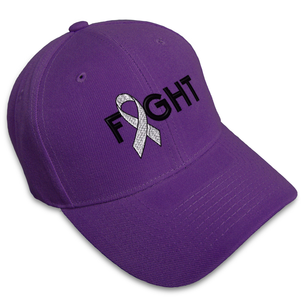 Baseball Cap Cancer White Ribbon Fight Embroidery Dad Hats for Men & Women - Picture 26 of 41