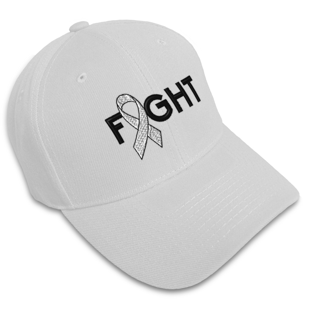 Baseball Cap Cancer White Ribbon Fight Embroidery Dad Hats for Men & Women - Picture 34 of 41